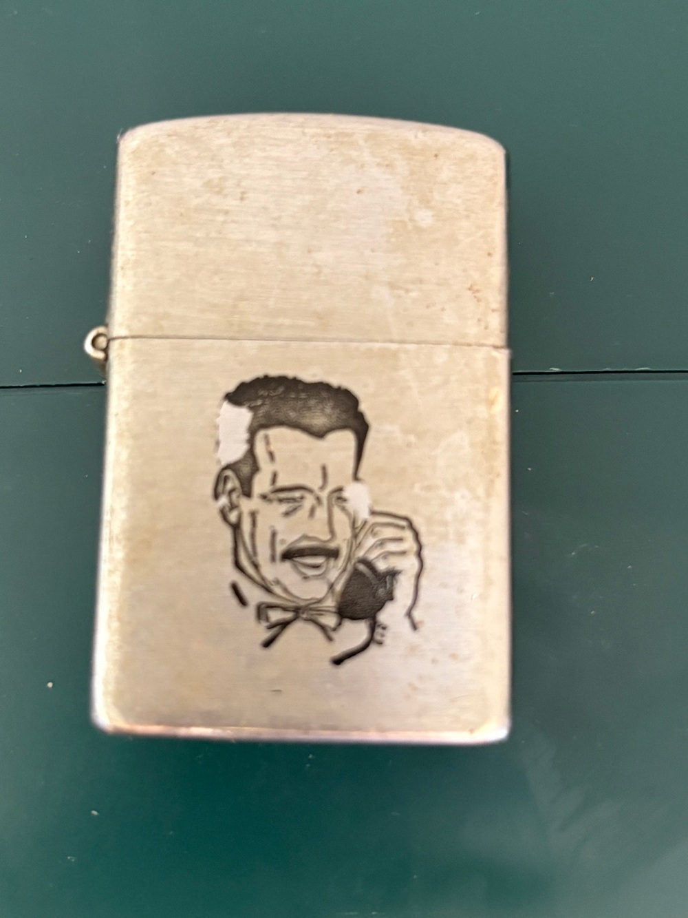 Vintage Silver Tone Zippo windproof Lighter with Illustrated Man, Tornado